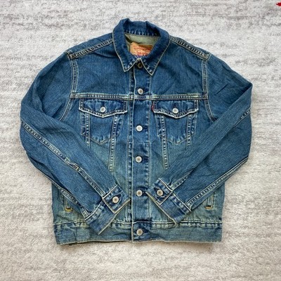 Levis 57511 Denim Trucker Jacket Medium Blue Tab Outdoors Faded Preppy Womens