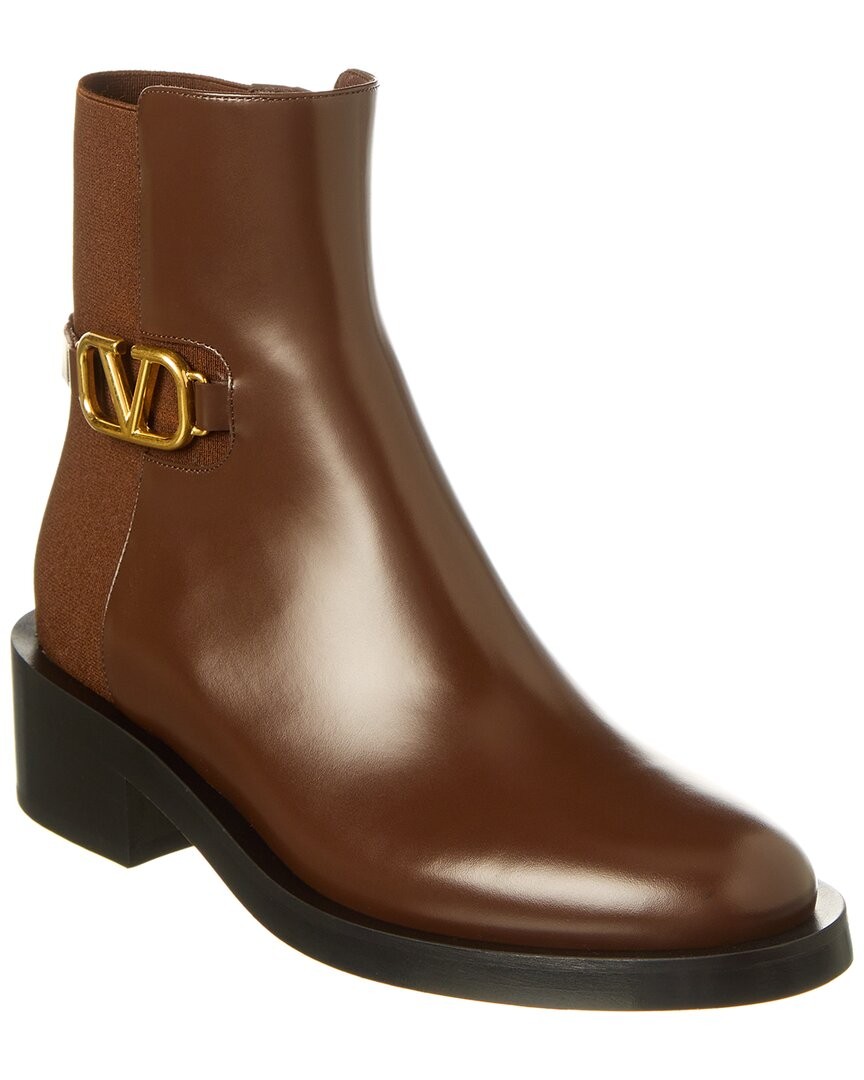 Valentino Vlogo Signature Leather Boot Womens Brown 385 178090₽