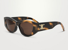 Celine TRIOMPHE CL40308U 53E Shiny Havana/Brown Geometric Women's Sunglasses NEW