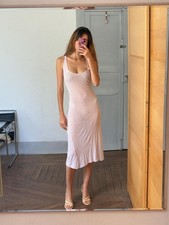 Vintage Light pink sheer maxi dress, sexy see through open neckline night gown,