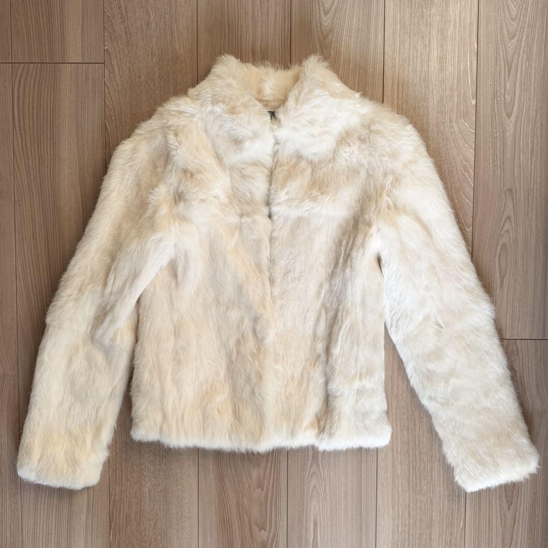 Epolene Rabbit Fur Coat White Size M - Pre-Owned