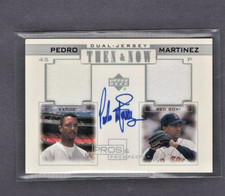 2001 UD PROS PROSPECTS THEN NOW DUAL JERSEY AUTO PEDRO MARTINEZ RED SOX/EXPOS NM