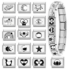 Image of Black Engraved Italian Charm For Nomination 9mm Italian Modular Bracelets Gift