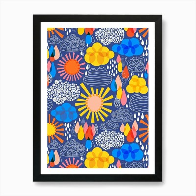 Marineblau Wettervorhersage Abstrakt Gerahmt Wandbild Poster Leinwanddruck Bild