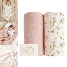 Muslin Swaddle Blankets 47x47 Inch 100 Cotton 2 Pack Floral Pink Baby Receiving