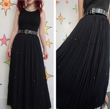 Vintage 90s Witchy Beaded Whimsygoth Black Maxi Skirt Boho Fairy Grunge - M