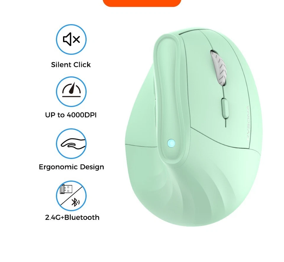 Vertical Ergonomic Mouse 2.4G+Bluetooth Wireless Silent Click 6-Button 4000 DPI - Image 2 of 4