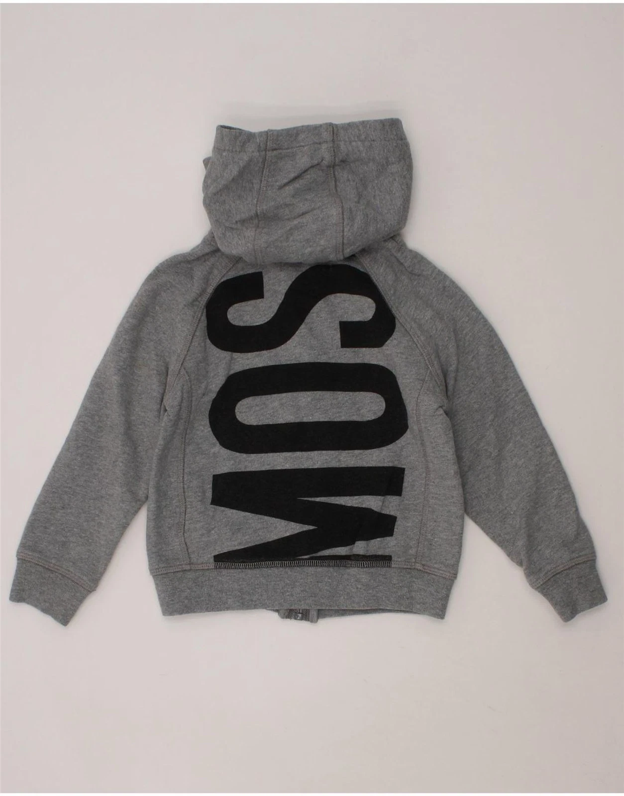 Felpa con cappuccio MOSCHINO bambino ragazzo grafica zip 18 24 mesi grigio cotone BQ24