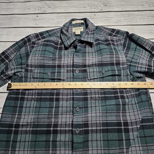 LL Bean Chamois Flannel Shirt Mens Medium Tall Plaid Button Pockets Outdoors - Picture 4 of 6