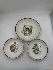 Over and back Italian Ceramic Vegetable Motif Large  Bowl  With 2 Smaller  Bowls