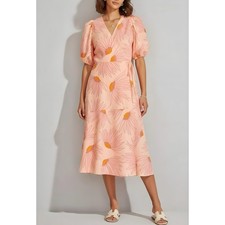  395 NWT KATE SPADE Falling Flower Wrap Dress, Light Guava Juice, 2 US 