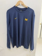 Michigan Wolverines NCAA Nike OF Dri-Fit Performance Coaches Top Blue Size L