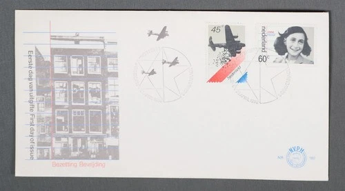 Mayfairstamps Netherlands FDC 1980 dual mixed frank Anne Frank WWII planes First