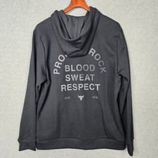 Under Armour Project Rock Fleece Hoodie Mens L Loose Fit Black 6007180-001 New