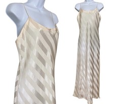 Vintage Victoria  s Secret Gold Label Cream Satin Slip Dress Boho Romantic M