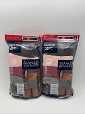 NEW Reebok Lot Of 2 Women's 2XL 5-Pack Seamless Boyshort Pink Gray