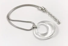 Brighton Lava Lounge Silver Clear Pendant Necklace 20 In. #696