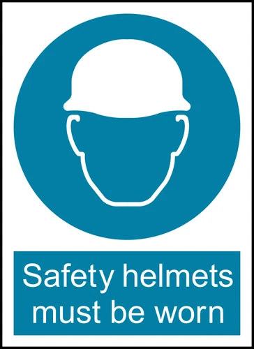 Helmets Must Be Worn Safety PPE Caution Warning Sign Self Adhesive Vinyl Sticker