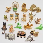 Vintage Costume Jewelry 19 Brooches Cats Dogs Birds Elephant Mice Donkey Disney