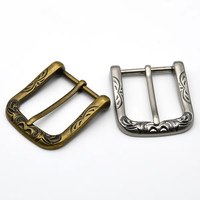 Western Embossed Pin Belt Buckle 40mm Men's Leather Craft DIY Accessory