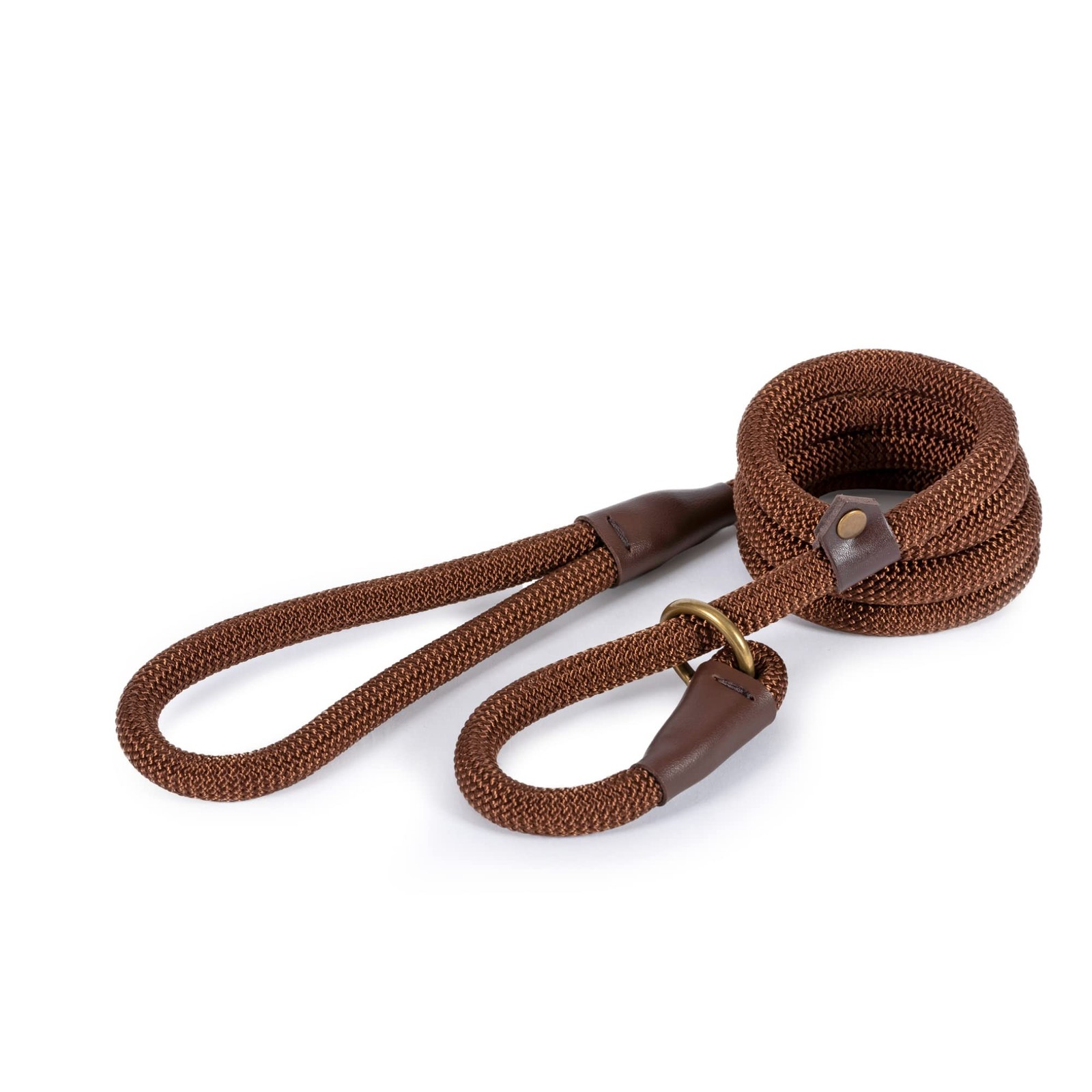Ancol Deluxe Nylon Rope Slip Lead Brown 1.5mx12mm 1.5 meters, Chocolate