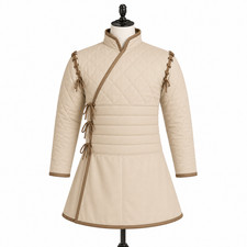 Medieval Quilted Gambeson Jacket Padded Armor LARP SCA Reenactment Beige