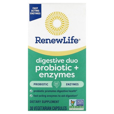2 X Renew Life, Digestive Duo Probiotic + Enzymes , 30 Vegetarian Capsules