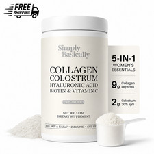 Collagen Colostrum Powder Hyaluronic Acid Biotin Vitamin C Hair Skin Nails 12oz