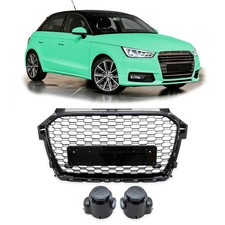 Kühlergrill Grill Wabendesign Schwarz glanz Passend für Audi A1 8X Facelift 2015