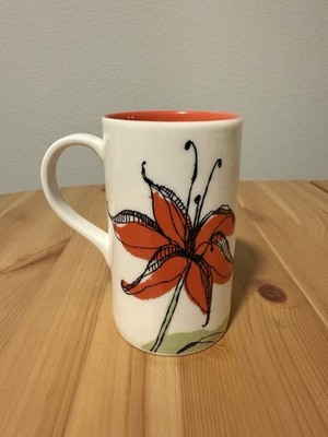 Starbucks Orange Tiger Lilly White Coffee Mug 2006 Ceramic 12oz Cup