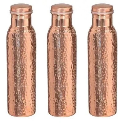 100 % Copper Water Indian Pure Bottle 950ml Approx Joint less Bottle Set of 3
