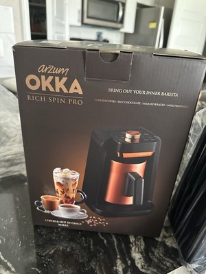 Arzum OKKA Rich Spin Pro Coffee Maker Black, Milk Frothing & Hot Chocolate