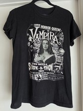 Vampira Black Graphic T-Shirt Size S Short Sleeve Cotton Crew Neck USA Made