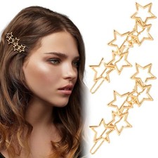 Gold Star Hair Pin for Women, Classical Metal Hair Bang Clips, Non-Slip Hollo...