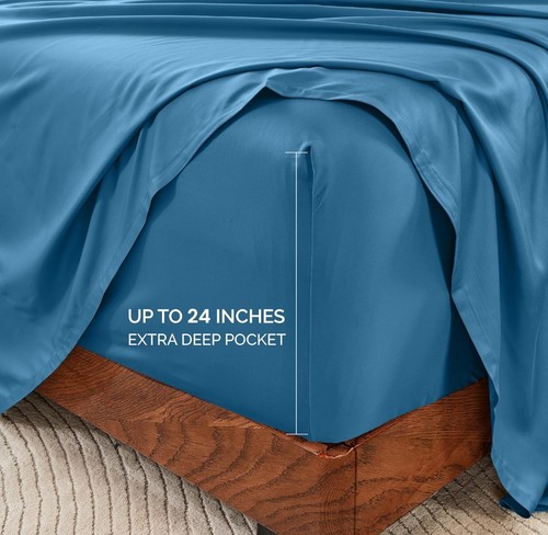 GOKOTTA Queen Size Luxury Bed Sheets 4 Piece Set, 100% Rayon Derived from... - Picture 4 of 7