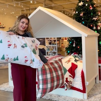 Pottery Barn Rudolph pillowcase holiday Christmas Bumble Santa party Disney kid