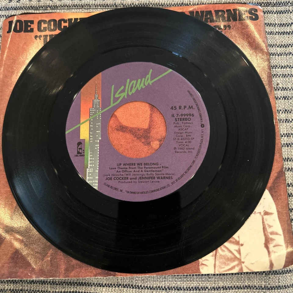 Joe Cocker And Jennifer Warnes – Up Where We Belong - 1982 45 rpm Stereo EX - Image 3 of 4