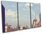 New York Rainbow City TREBLE CANVAS WALL ART Picture Print