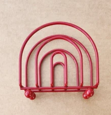 Table Napkin Holder Wire Metal Dinner Lunch Dinning Room Dispenser Red