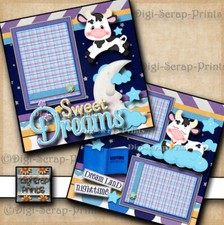SWEET DREAMS baby 2 premade scrapbook pages layout paper 12X12 digiscrap A0468