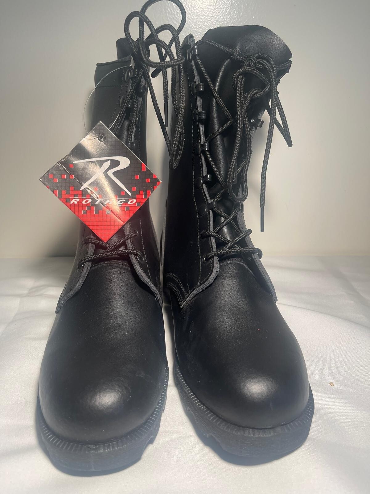 Rothco Black Leather Men Combat Boots Size 8 Brand New-image