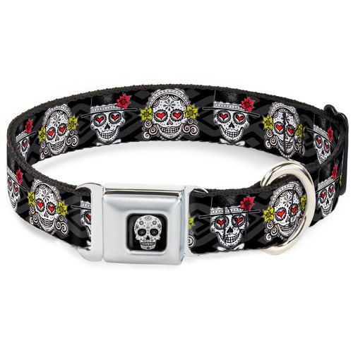 Buckle Down Dog Collar or Leash Thaneeya Sugar Skull The Couple Los Novios S M L - Picture 2 of 11