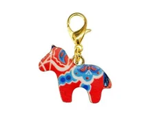 Dala Horse Charm Miniblings Zipper Pull Red Metal Pony Sweden Donkey