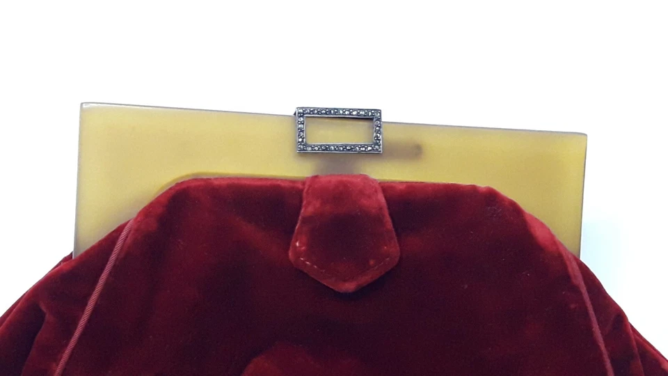 Hermoso Bolso de Noche Antiguo Art Nouveau Cadena Rojo con Asas de Baquelita Antiguo Foto 4 de 4