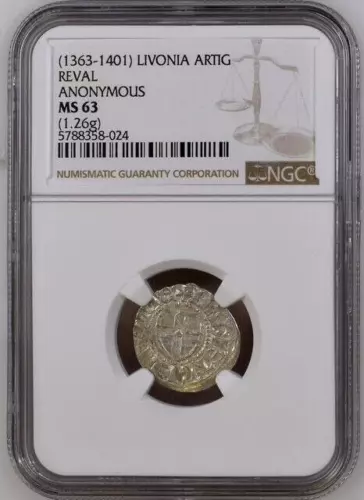 Livonia Reval Shilling Silver 1542 NGC MS 62  Hermann Brüggenei - Hasenkamp