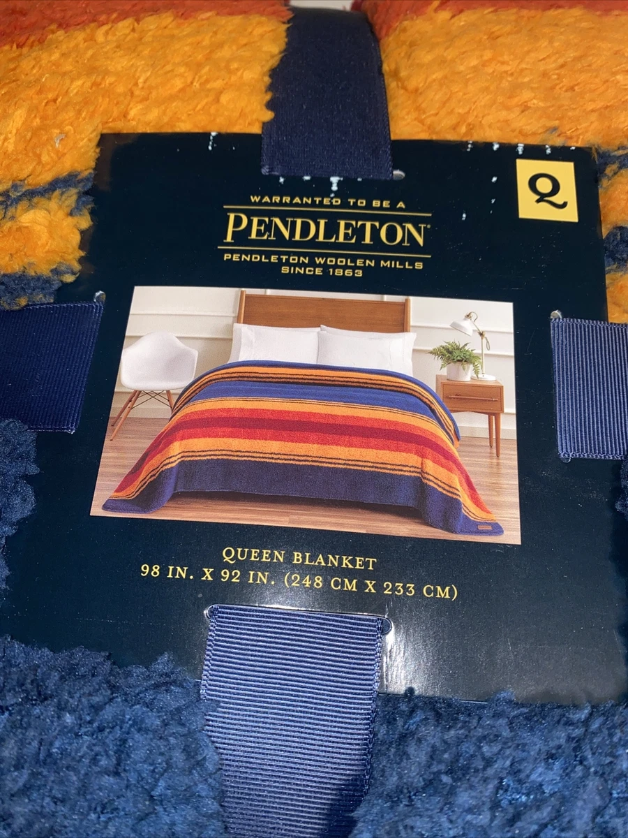 PENDLETON Sherpa fleece blanket QUEEN Grand Canyon Multi NEW