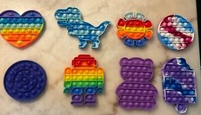 Lot of 8 Fidget Pop It Simple Dimple Stress Relieving Sensory Toys