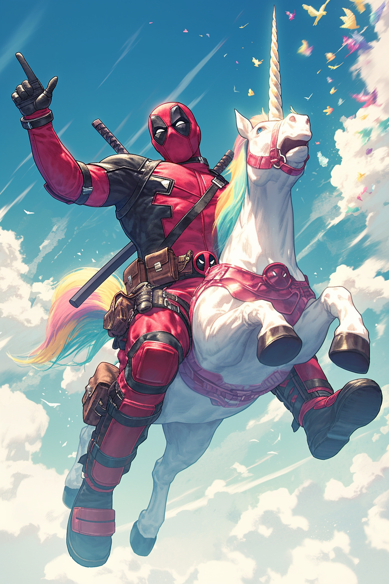 Deadpool (Riding A Unicorn) – Geeks Outpost