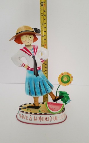 Enesco Vintage 1999 Metal Bobble Lady 10" tal outdoor have a wonderful life RARE - Picture 8 of 8