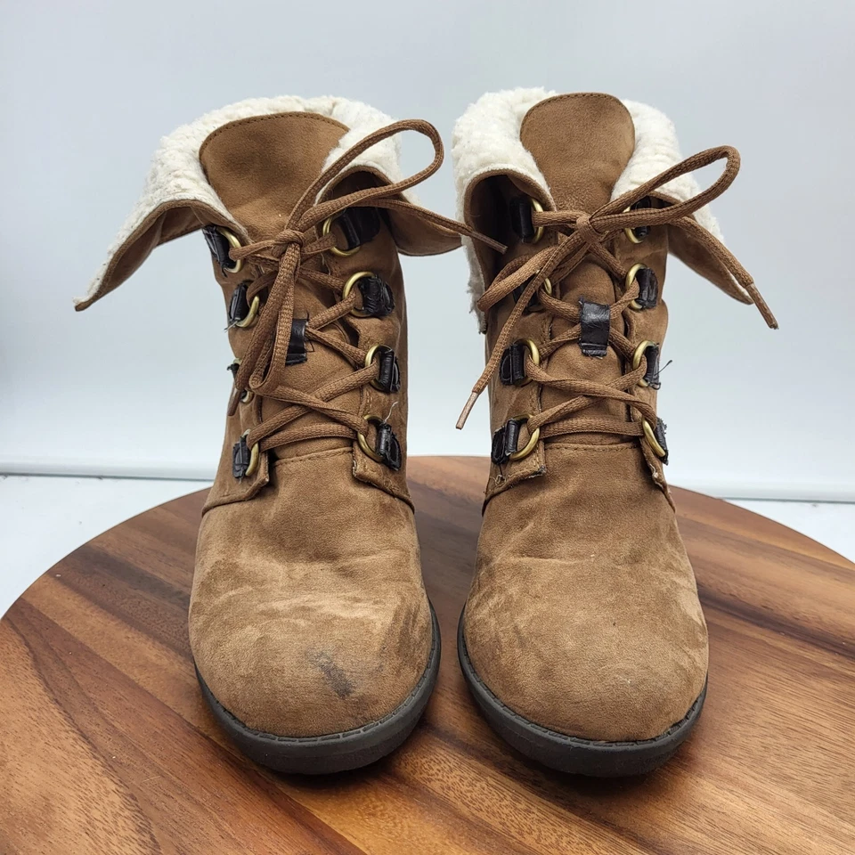 Botas de invierno Route 66 al tobillo para mujer talla 10 botines marrón cuña Foto 4 de 4